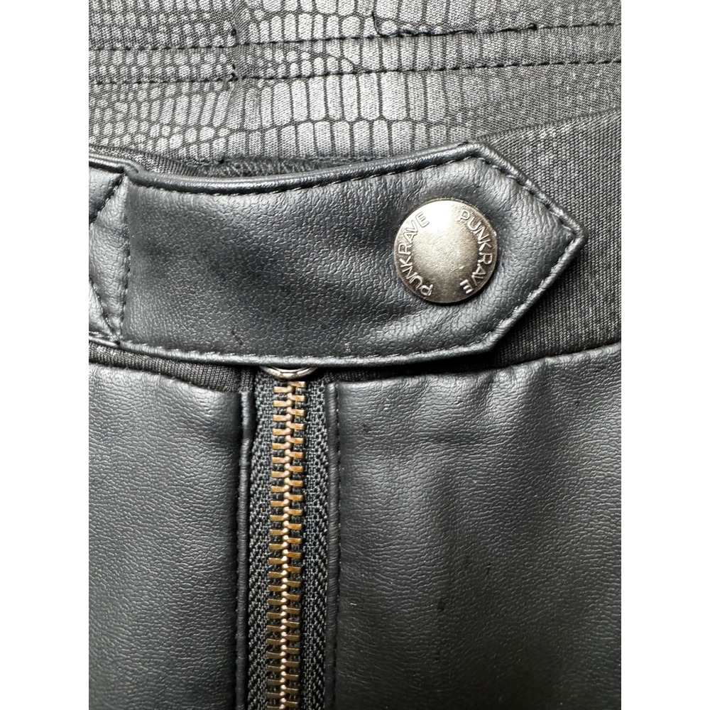 ELASTIC CRACKLE LEATHER PUNK ROCK LEGGINGS Womens Medium - Picture 7 of 9